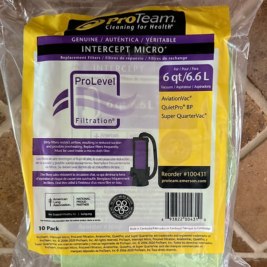 Intercept Micro Filter Bag, Open Collar, Fits 6 qt. (10 pk.)